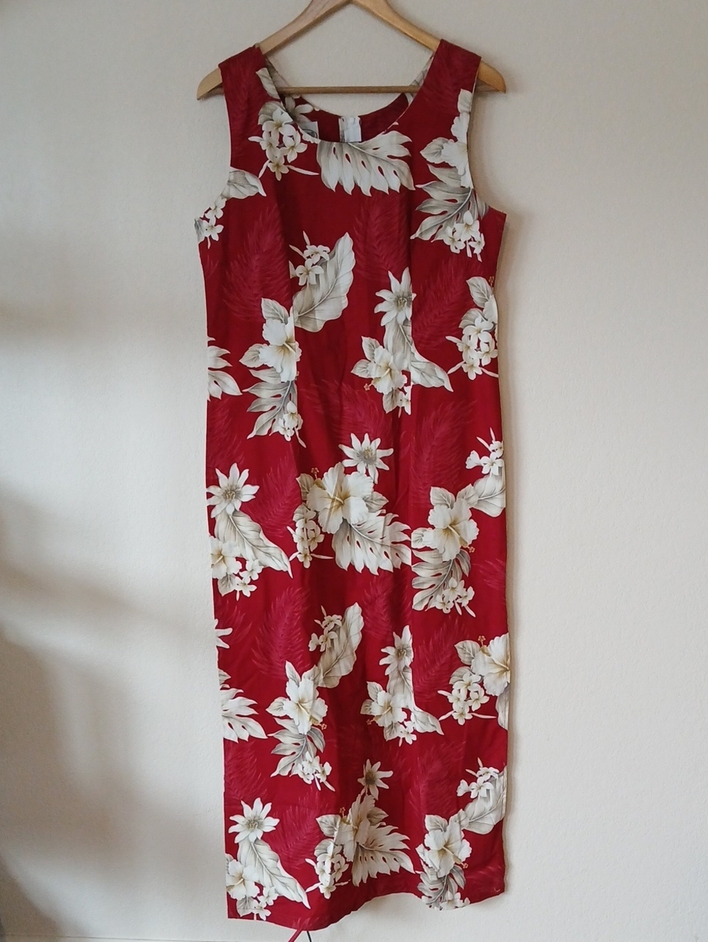 Vintage Pacific Legend Red Hawaiian Sleeveless Maxi Cotton Dress